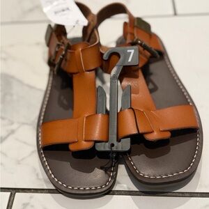 Time And Tru Woman’s Brown Leather Sandals with Buckle